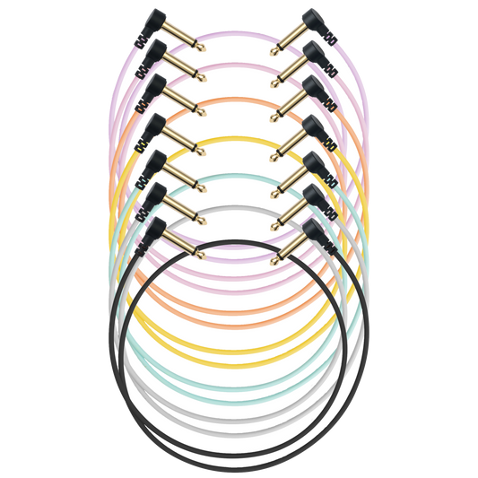 myVolts Candycords 3-Pack - 10cm Mono Patch Cables (Liquorice Black, Powder Grey, Pineapple Yellow)