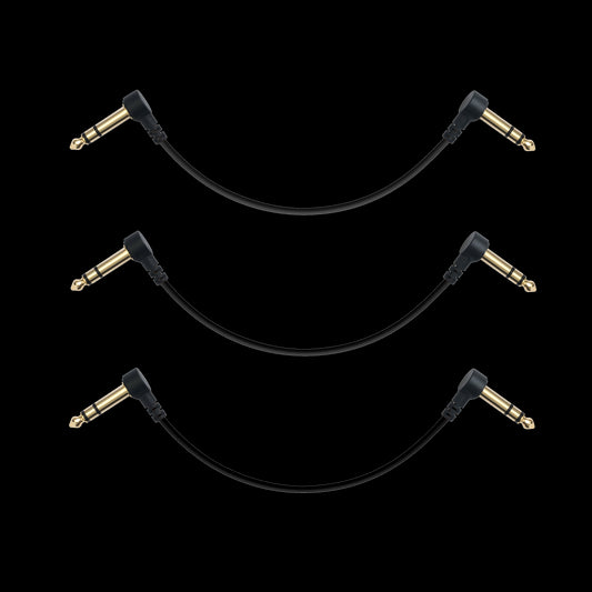 myVolts Stereo Pedal to Pedal patch cables, Liquorice Black 3-Pack